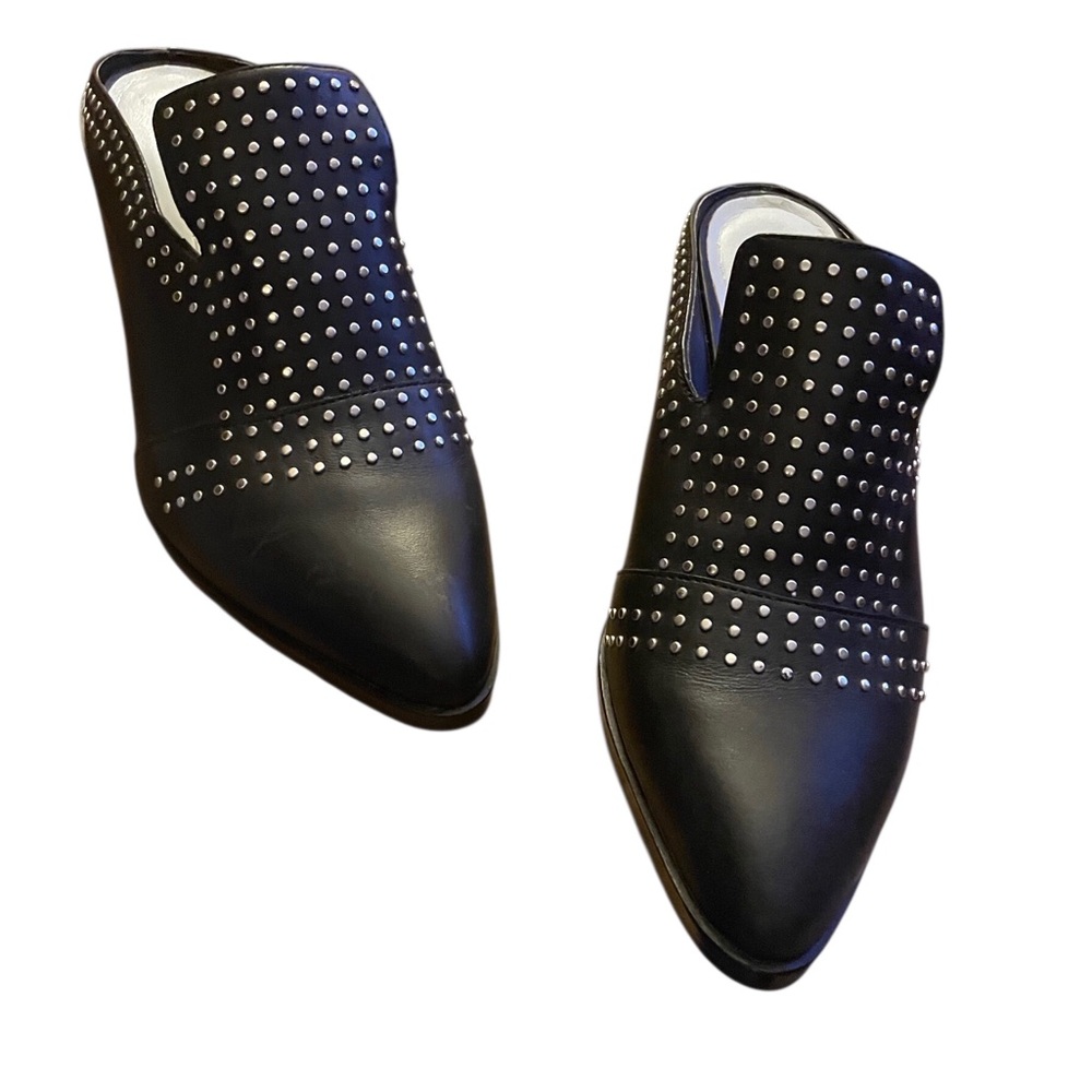 1.State Lon Studded Slip-on Mules Black Leather 1 3/4 Heel